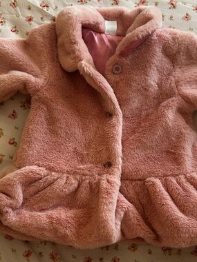 Baby Essentials Pink Faux-Fur Coat with Satin Lining